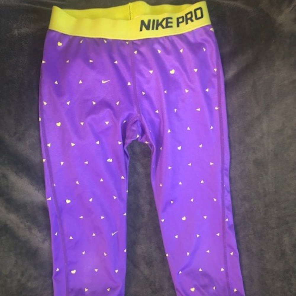 Purple and Yellow Nike Pro Leggings